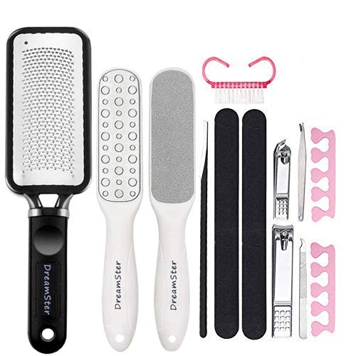 Professional Colossal Foot Rasp Foot File Callus Remover Kit, DreamSter Stainless Steel Pedicure Tools Set Large Foot Scrubber Double Sided Files Foot Care Kit for Women Men Salon Home