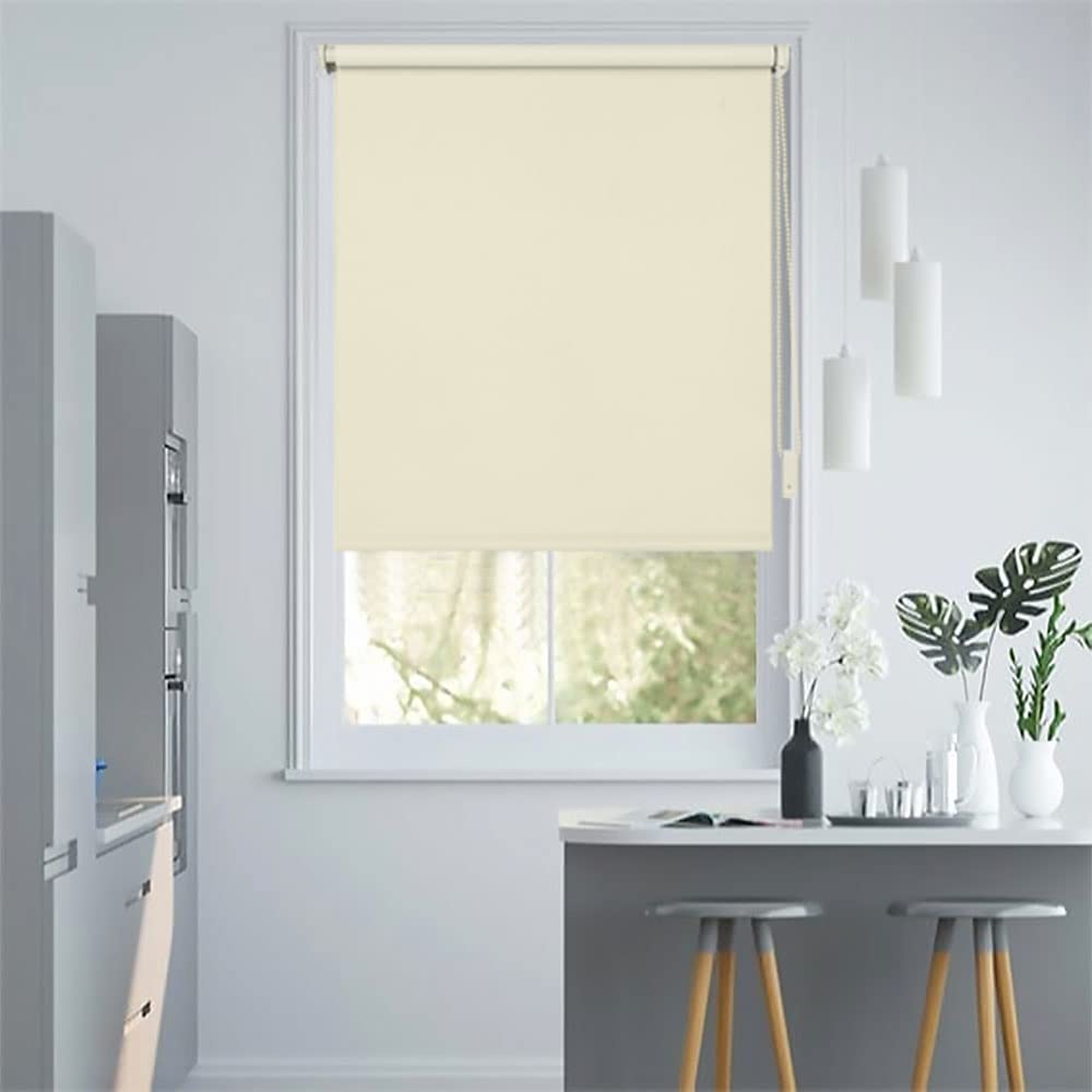 Eurohome Verdunkelungsrollo Thermo Rollo 40x130cm (Stoffbreite 36 cm) Creme Klemmfix ohne Bohren mit gleichfarbige Beschichtung Seitenzugrollo Oeko-TEX Standard 100 Klemmrollo für Fenster & Tür