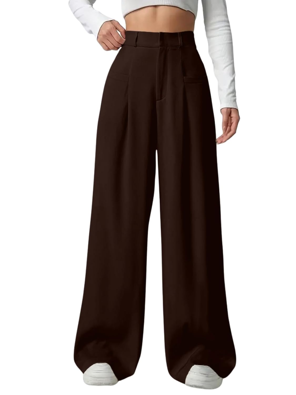 GRECIILOOKS Trousers for Woman | Womens High Rise High Waist Flared Korean Style | Formal Pant for Women Office Wear| Track Pants for Womans Elegant for College & Events (Available in Plus Size)