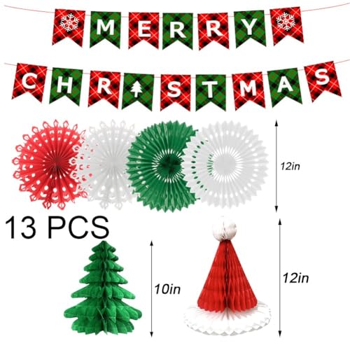 Flocon de neige suspendu et éventail papier pour kit déco fête Noël - 3