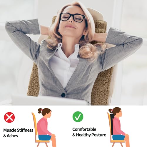 HOMBYS Sherpa Fleece Lumbar Support Pillow with Headrest for Recliner,Memory Foam Recliner Chair Cushion for Back Pain,Big High Back Support for Recliner with Chair Headrest for Elderly (Khaki) by HOMBYS - Image 3