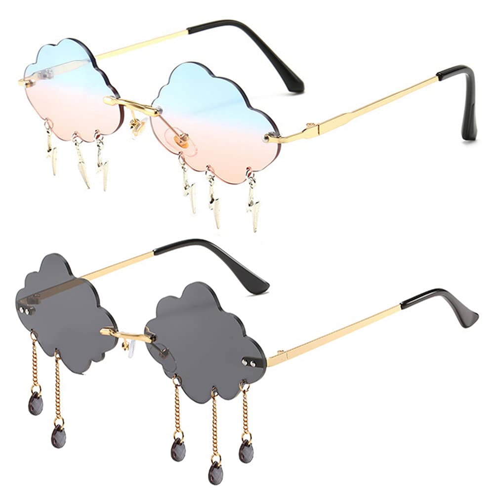 Dollger Rimless Sunglasses for Women Retro Colorful Halloween Rave Sunglasses 90s Cute Disco Party Funny glasses