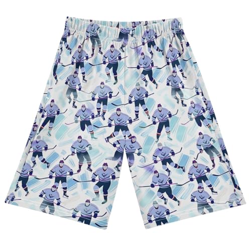 ALAZA Ice Hockey Player Funny Pajama Shorts Sleep Shorts Pant Lounge Pajama Bottoms Elastic Waist with Pockets