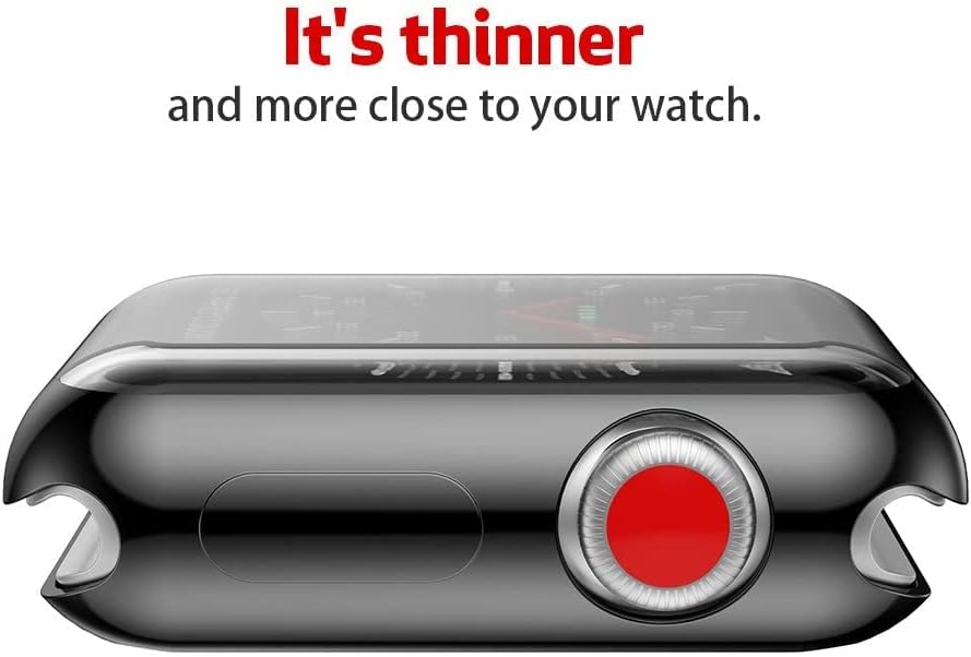 [2 Pack] Smiling Case with Built in TPU Screen Protector Compatible with Apple Watch Series 6/ SE/Series 5/ Series 4 44mm, Overall Protective Case Ultra-Thin Bumper Protective Cover-Black