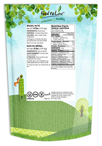 Raw Brazil Nuts, 4 Pounds – Non-Gmo Verified, Raw, Whole, No Shell, Unsalted, Kosher, Vegan, Keto And Paleo Friendly, Bulk, Good Source Of Selenium, Low Sodium And Low Carb Food, Great Trail Mix #TOP1