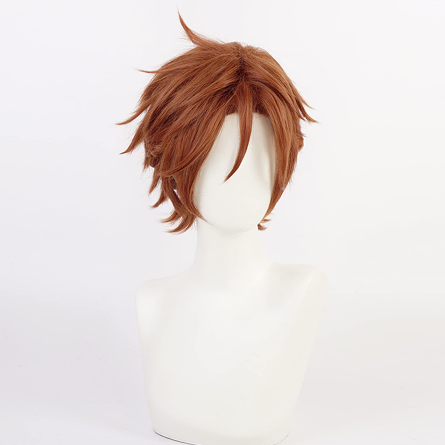 Yellowish-brown Short Straight Wig for Anime with Heat Resistant Fiber Synthetic for Women Men Halloween Comic Con Cos Anime Party Replacement Wigs - Image 3