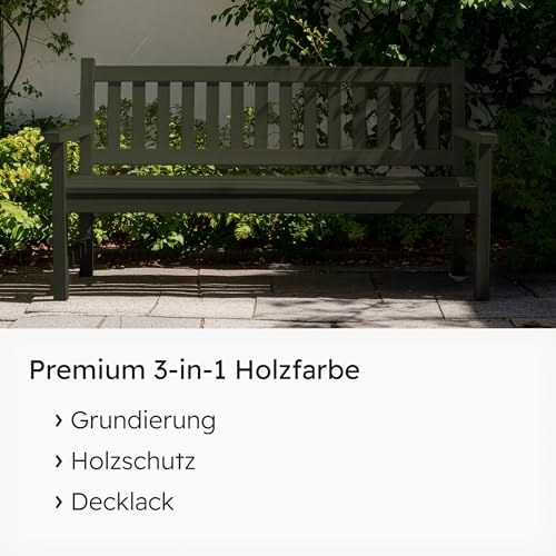 Viton Holzfarbe in Olivgrün - 0,7 Kg Holzlack Seidenmatt - Wetterschutzfarbe für Außen - 3in1 Grundierung & Deckfarbe - Profi-Holzschutzlack - KE31 - RAL 6003 Olivgrün/Olive