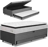 Cama Bibox Baú com Colchão City Solteiro e Cama Auxiliar Conjugada 88x188x69cm Bela