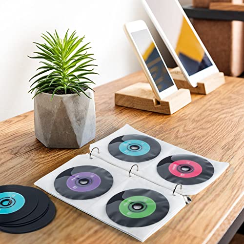 LIOVODE Páginas de fichário de CD, folhas de refil para 3 fichários, comporta 48 DVDs, estojo de CD