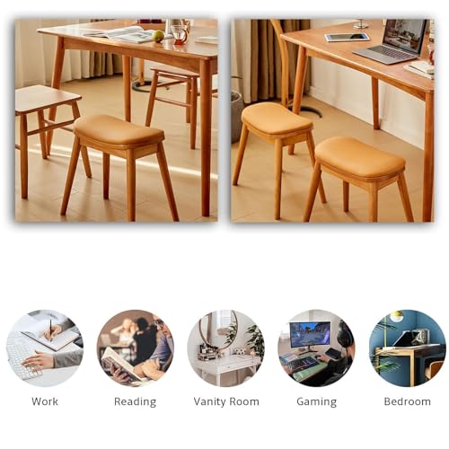 Silla acolchada para tocador Makeup StoolSoft con patas de madera maciza color amarillo 8