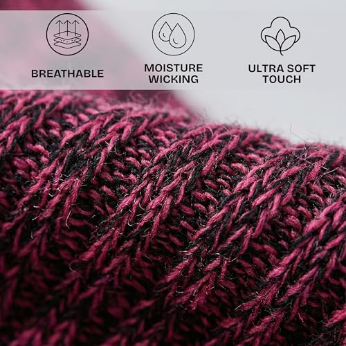 Image of Tipi Toe Women's 6 Pairs Winter Boot Socks - Soft Cotton Blend Warm Crew Socks Size 9-11