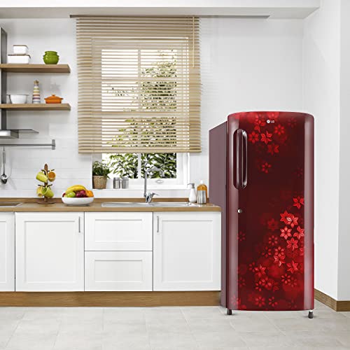 Image of LG 235 L 5 Star Direct-Cool Inverter Single Door Refrigerator Appliance (GL-B241ASQZ, Scarlet Quartz, with base Stand drawer & Smart Connect, 2022 Model)
