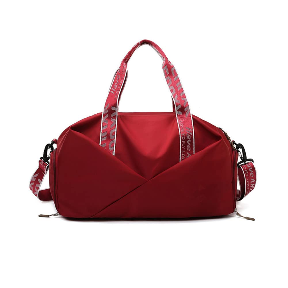 Hixingo Gym Bag with Shoe Compartment and Wet Pocket, Travel Duffle Bag for Men and Women Light Weight Sports Bags for Weekender Swimming Football Basketball (Big red,45x25x23cm)