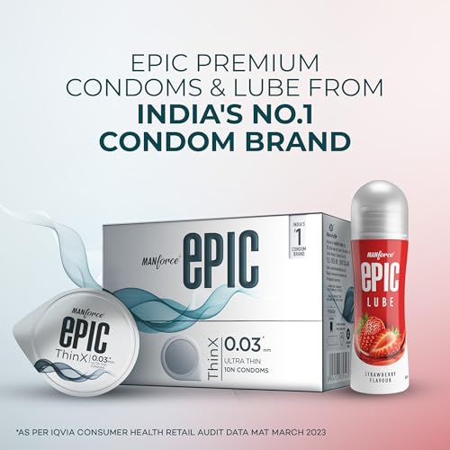 Image of Manforce Epic ThinX Condoms 10 Units with Epic Strawberry Lube| 0.03mm Ultra Thin Condoms| Water-based Lube