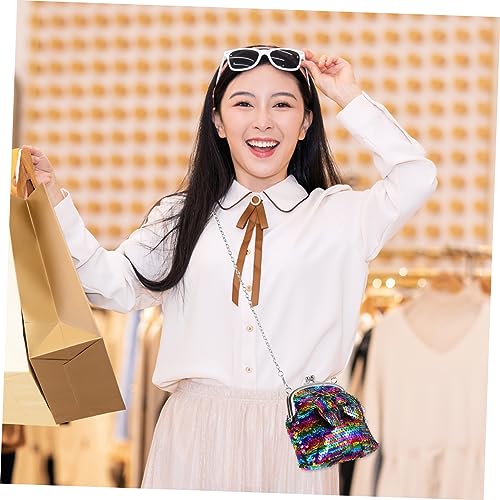 VANZACK 1pc Shiny Sequined Bowknot Shoulder Bag Portable Purse for Girls for and Outings Stylish Handbag Capacity4