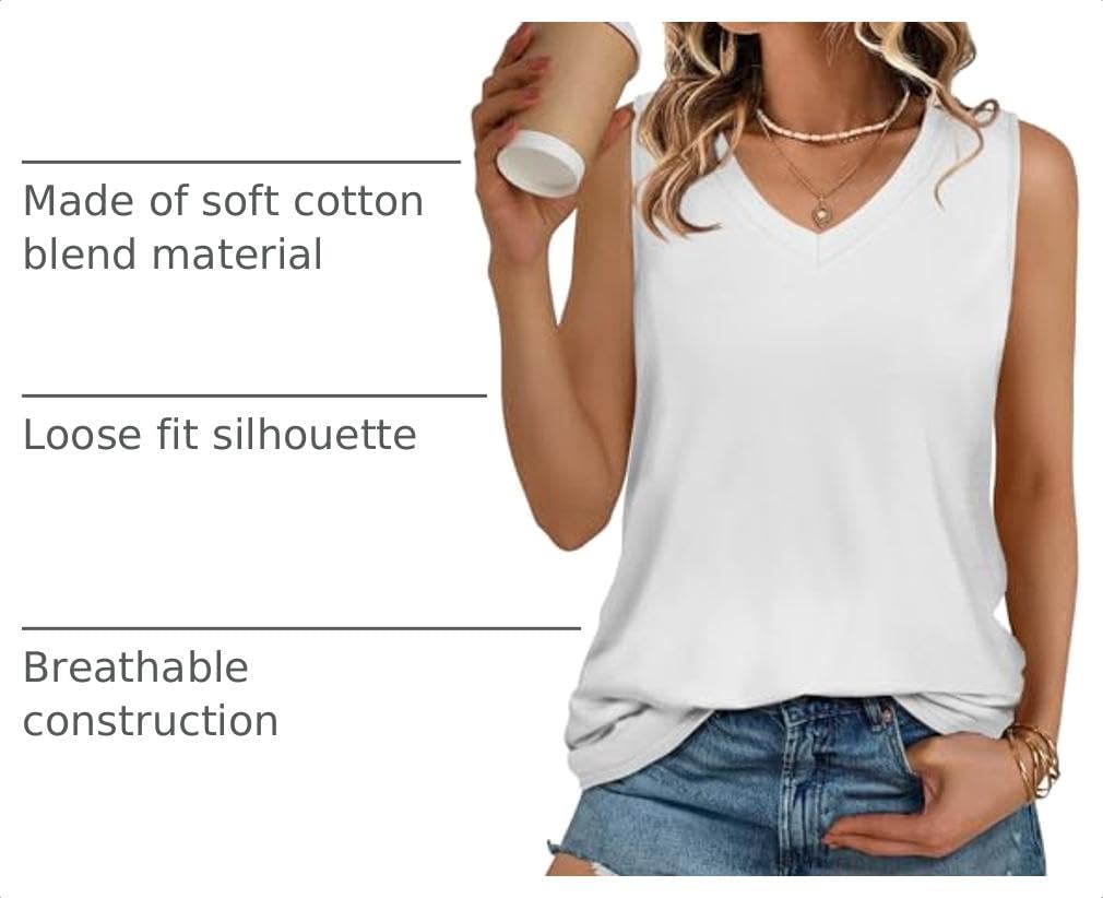 Tank Tops for Women Summer Sleeveless T Shirt Tunic Casual Loose Blouses image 4