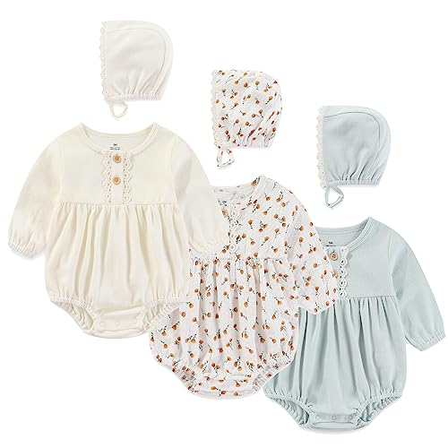 Image of Ecojoy Newborn Baby Girl Bodysuit Suit Baby Clothes Short Sleeve 3 Outfit Bundle Mix Match