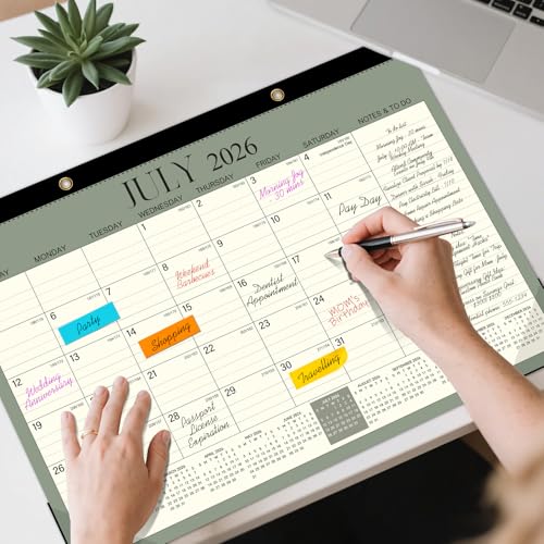 Image of Tcamp Desk Calendar 2026-2027, Large Desktop /Wall Monthly Calendar