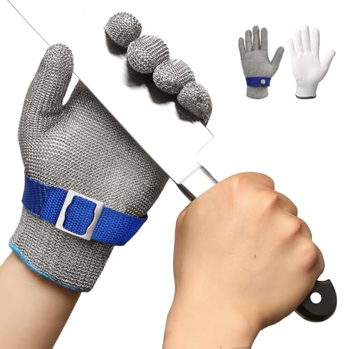 Schwer ANSI A9 Cut Resistant Glove, Food Grade Stainless Steel wire Mesh Metal Gloves, Knife Cutting Gloves for kitchen Mandoline Slicing Butcher Meat
