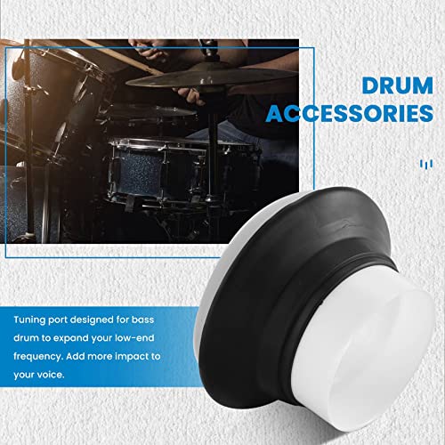 Folceretsc Bass Drum Enhancer ABS Rubber Bass Drum Kick Enhancer with Black Port Hole Protector,Mic Hole Drum Head,White - Image 4