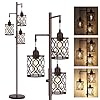 68 farmhouse floor lamp dimmable industrial floor lamps for living room 3 light rustic standing tall lamp including 3 pcs 6w e26 bulbs tree floor lamp for bedrooms room office bar brown  urban country home decor
