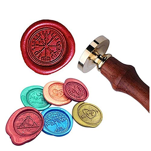 Kooer Viking Rune Vegvisir Wax Seal Stamp, Viking Rune Sealing Wax Stamp Vegvisir Wax Stamp Wedding Invitation (Seal with Handle)