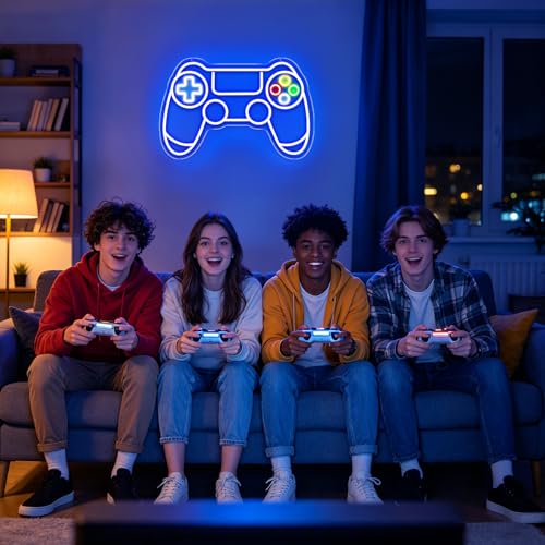 Image of Gamer Neon Sign, Gamepad Shaped LED Neon Sign for Gamer Room Decor, Gaming Neon Light Sign for Teen Bedroom Decor, Gamer Gifts for Boys, Teen, Men, Kids