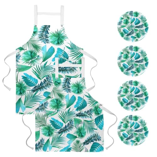 Lot de 2 tabliers à motif tropical pour sublimer vos moments de cuisine et pâtisserie