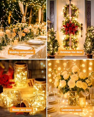 btfarm 6 Stück LED Lichterkette mit Batterie Klein, 2M 20LED Mini Lichterkette Batteriebetrieben, Wasserdicht Lichterkette Draht mit Knopfzelle für Weihnachten Hochzeit Party Innen Deko, WarmWeiß