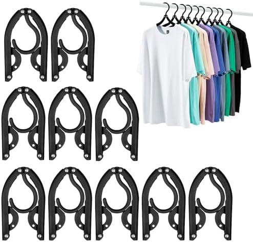 Travel Hangers, Foldable Hangers, Folding for Travtravel Hangerscruise Essentials, Folding Clothes Hanger, Travel Must Haves for Flying, Camping, Hotel, RV, Road Trip, 10 Pcs (Black)