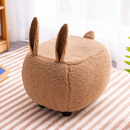 Animal Changing His Shoes Stool Home Creative Cartoon Footstool Solid Sherpa Footstool Household Low Stool Cute Animal Load-Bearing Small Bench(40 * 35 * 27cm, D)