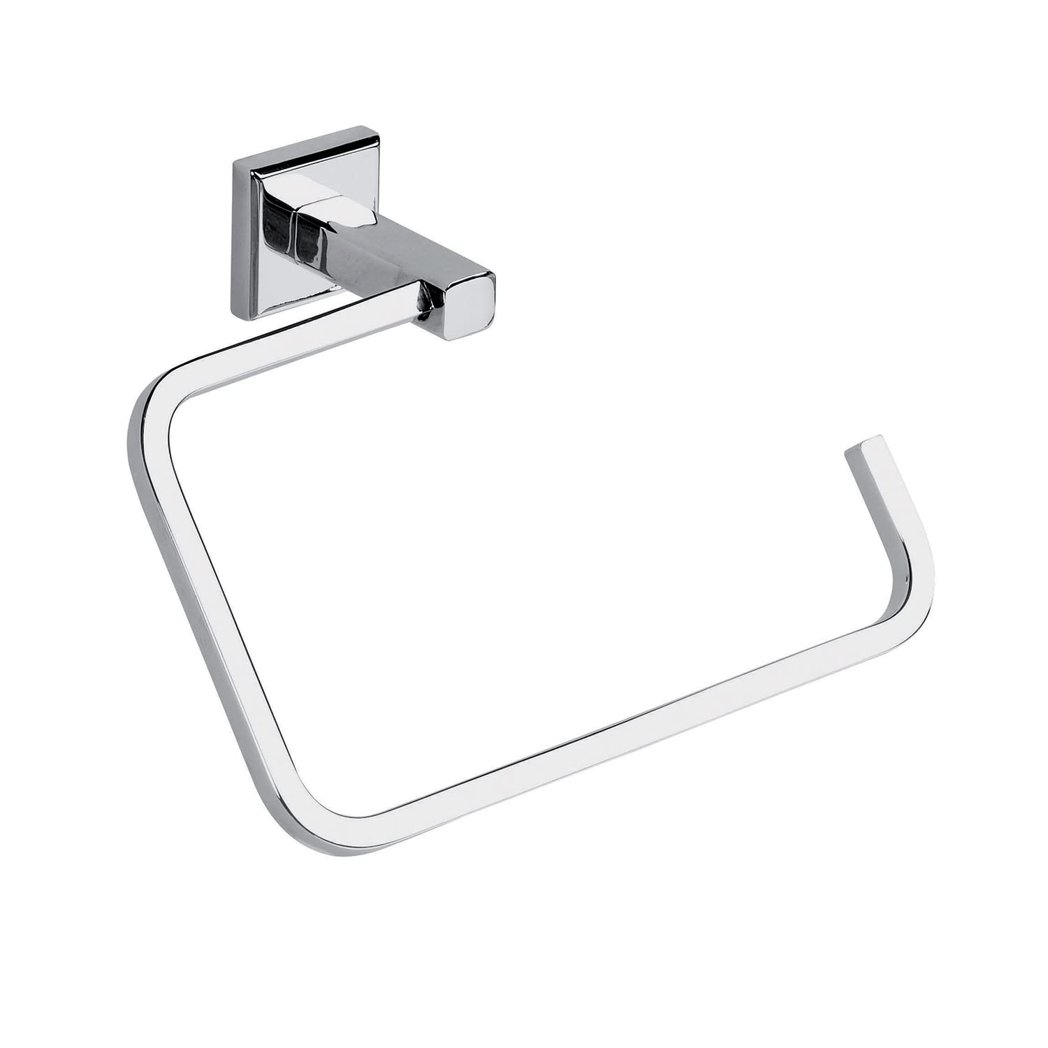 GEDY | Colorado Ring Towel Holder in Stainless Steel and Cromall, Towel Rail Fixable with Screws or Glue, Weight Supported 7 kg, Chrome, 13.3 x 20 x 6.5 cm