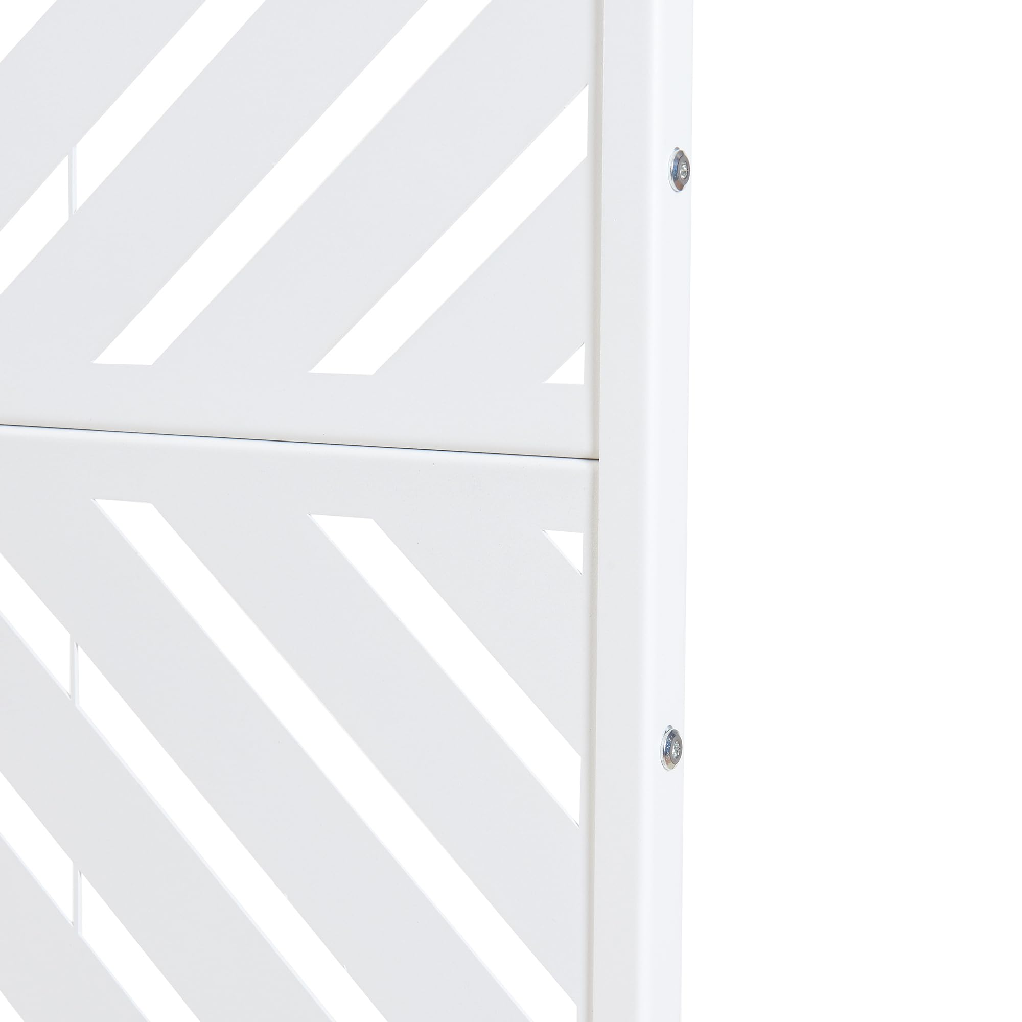 casa.pro Separador de Ambientes Kekan Diseño de Rayas Diagonales Biombo Tabique para Interior (Hogar y Oficina) Estable Resistente Acero Galvanizado 200 x 100 x 50 cm - Blanco