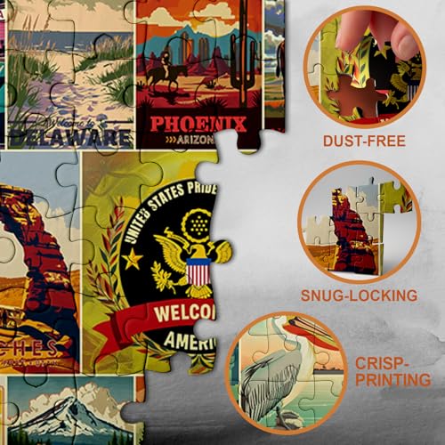BBOLDIN Vintage American Travel Landmarks Pride Puzzle para Adultos 1000 Piezas, Paisaje de Estados Unidos miniatura 4
