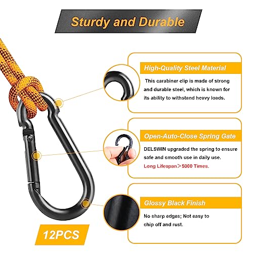 12 Pcs Carabiner Clip Spring Snap Hook - M4 1.57 Inch Heavy Duty Snap Hooks Quick Link For Bird Feeders Or Dog Leash & Harness, 110 Lbs Capacity #TOP2