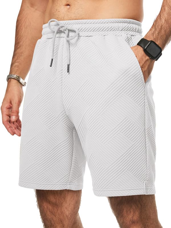 Elegancity Herren Kurze Hose Drawstring Elastische Taille Textur Sommer Shorts Stretch Mit 3 Taschen S-3XL