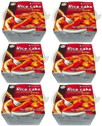 Korean Instant Ddukbokki Samhak Rice Cake Round with Sauce 7.9 Oz Special (Six)