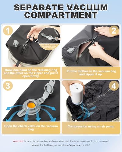 Image of winspansy Small Travel Backpack Storage Vacuum Compression Bags with Pump for Travel Storage Carry on Business Day Vacpack Backpack for Women Men with Vacuum College Bag Beige