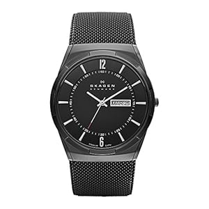 Skagen Watch for Men Melbye Titanium, Three Hand Date Movement, 40 mm Midnight Titanium Case with a Stainless Steel Mesh Strap, SKW6006