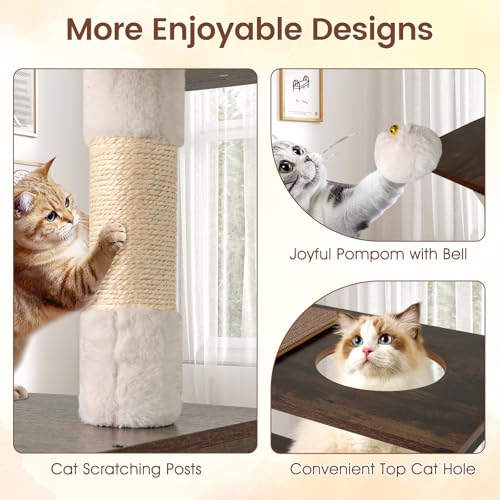 Árbol para gatos moderno multi-nivel 132 cm alto miniatura 7