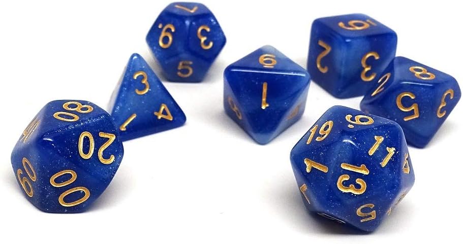 Royal Blue Stardust Dice Collection - 7 Piece Set