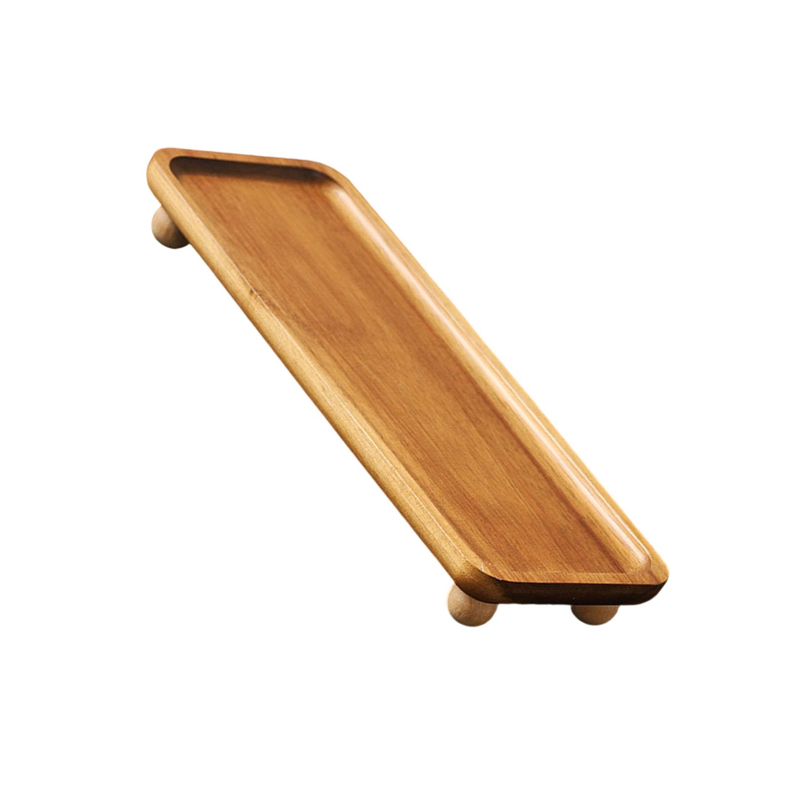 Wooden Storage Tray With High Footed Base For Entryway Vanity Farmhouse Decoration Wooden Fruit Dish Platter