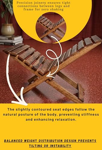 Image of Wooden Folding Chair Solid Sheesham Wood Foldable Lounge Relax Chair Portable Seating for Living Room Balcony Patio Garden