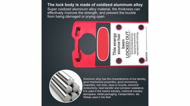 Image of Lock Out Tag Out Hasp, Aluminum Alloy Porous Safety Lockout Hasp, with Tag, Portable Lockout Tagout Hasp, Loto Hasp for Padlocks
