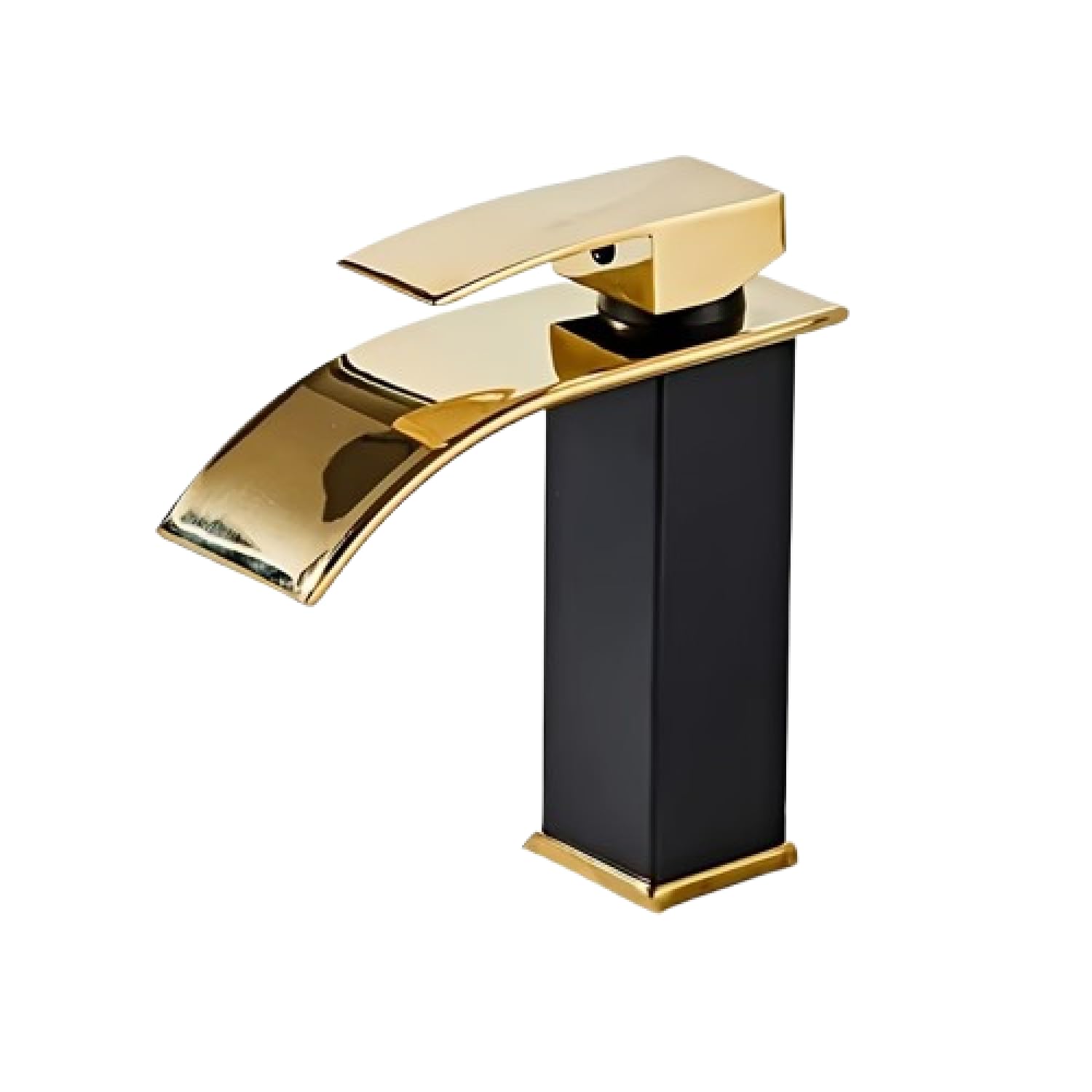 Nordic Waterfall Bathroom Basin Faucet - Matte Black Waterfall Tap for Bathroom Sink, Single Handle Hot & Cold Mixer, 201 Stainless Steel & Ceramic Valve, Modern Scandi Design Includes G1/2 Pipes