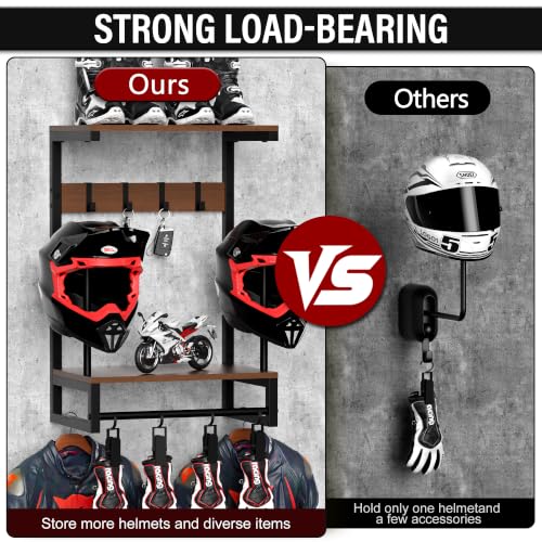 Image of Helmet Wall Mount Holder with RGB Light Strip,2-Helmet Capacity