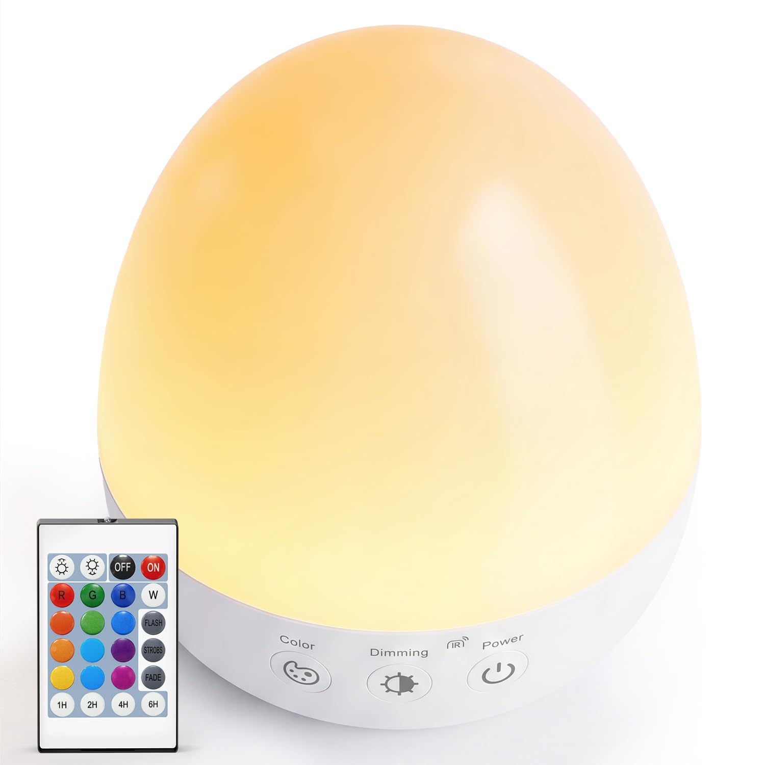 Auxmir Night Light for Kids, Egg Light for Baby Nursery, 3000mAh Rechargeable Bedside Lamp with 13 Colours Touch Dimmable with Timer & Remote Control, Portable Lamp for Nursery Bedroom Decor, BPA Free