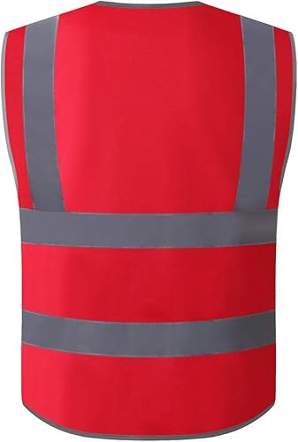 Miniatura 2 de XIAKE Chaleco de seguridad reflectante de alta visibilidad con múltiples bolsillos clase 2 para hombres y mujeres, chaleco de construcción de
