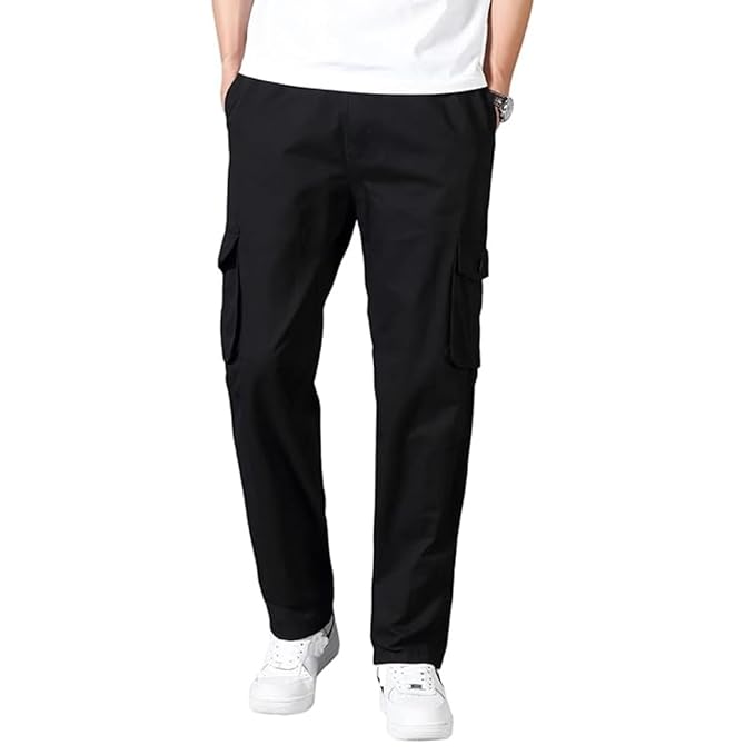 Paralians Men's Polyester Blend Casual Cargo Trousers Pants, Designed for Everyday Casual Wear and Outdoor Activities