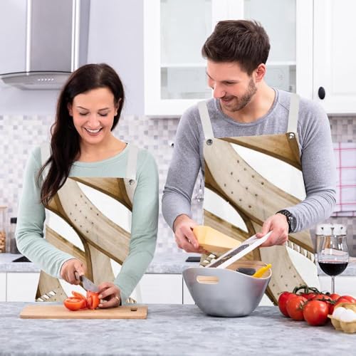 Tablier de cuisine avec 4 broches style artisanat en bois